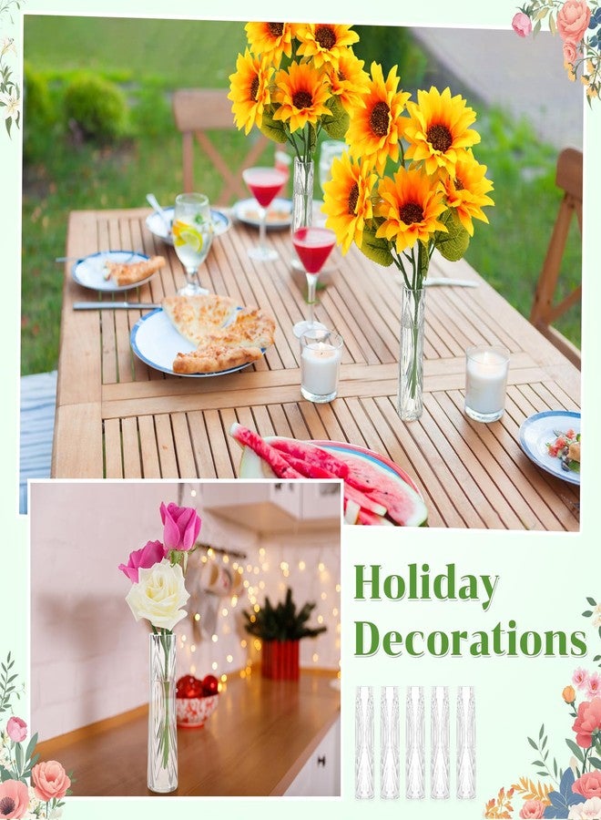 Ninehaoou 50 Pcs Plastic Bud Vases in Bulk Clear Small Flowers Vases for Centerpieces Wedding Decorations Home Banquet Formal Dinners Party Table Decor Office Ornaments, 5.5 * 1.2 Inch - Image 5
